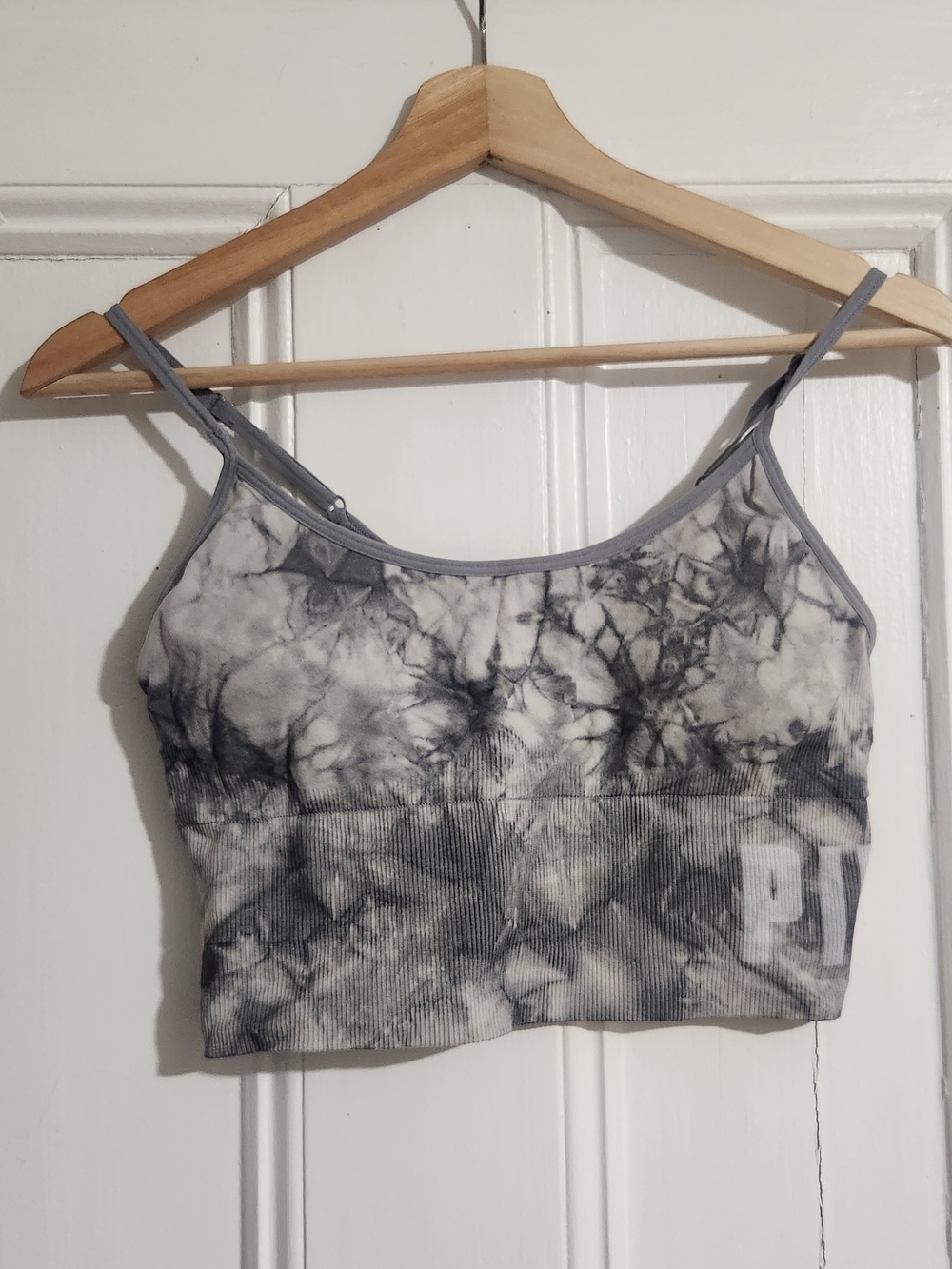 Victorias Secret Tie-Dye Gray & White Cropped Cami Top Large‎